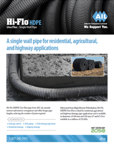 Hi-Flo HDPE Uno Flex - Single Wall Pipe Product Sheet
