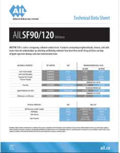 AILSF90/120 Silt Fence Technical Data Sheet