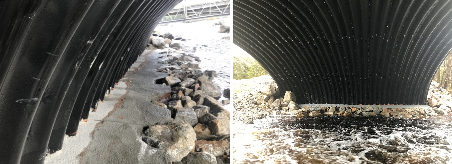 Views of Buried Metal Bridge capped cofferdams