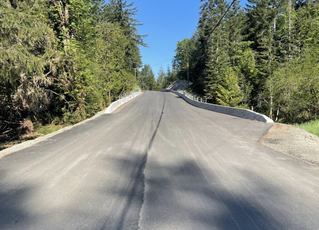 view of smooth road bed with no expansion joints