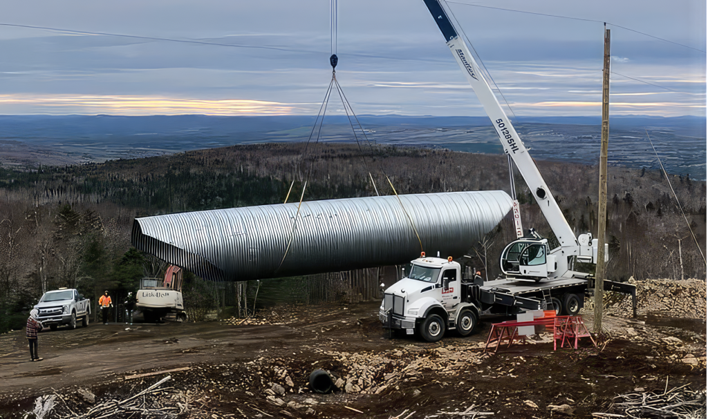 Wide view of Corrugated Steel Pipe installation